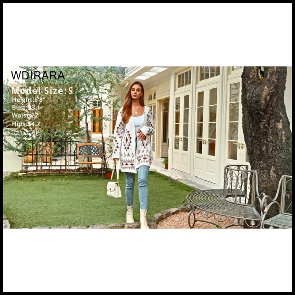 Long Sleeve Open Front Cardigan, Chunky Knit, Drop Shoulder, Boho Style - Picture 6 of 6